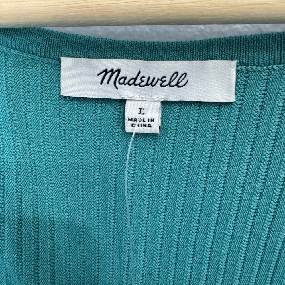 MADEWELL ottoman crop sweater tee in teal size L - Picture 3 of 7